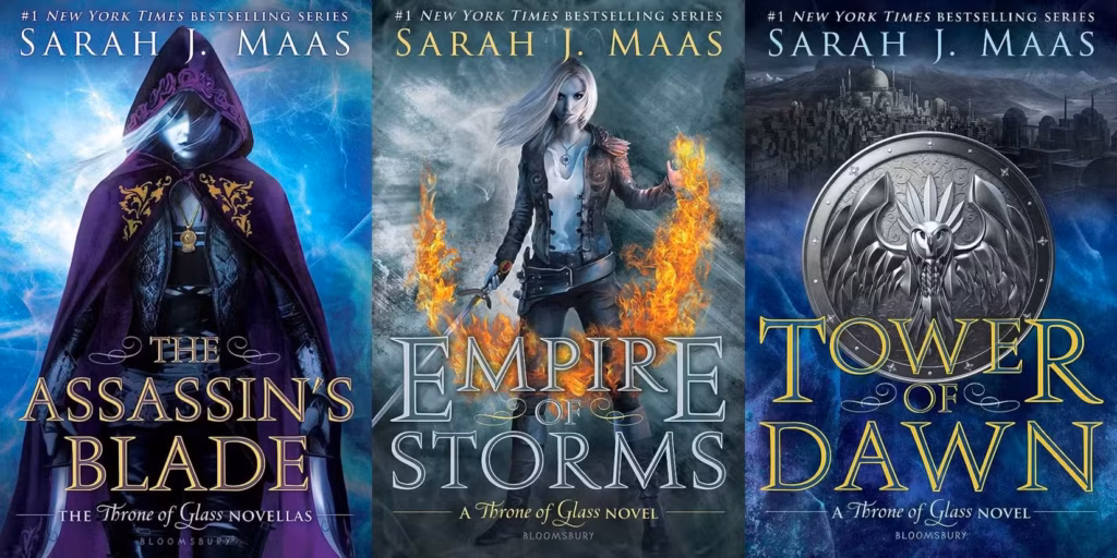 The Assassin's Blade, Empire of Storms, and Tower of Dawn Book Covers